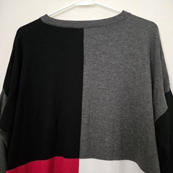 Planet by Lauren G "Squared" Colorblock Pima Cotton Blend Sweater, One Size - Picture 8 of 11